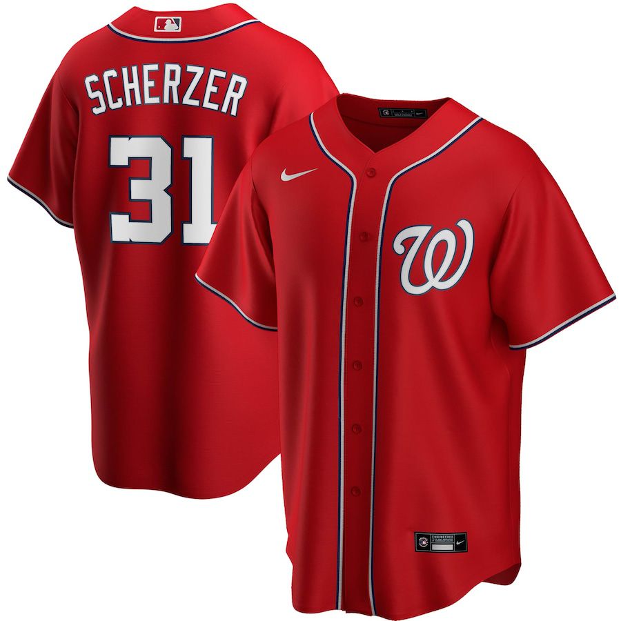 Mens Washington Nationals #31 Max Scherzer Nike Red Alternate Replica Player Name MLB Jerseys